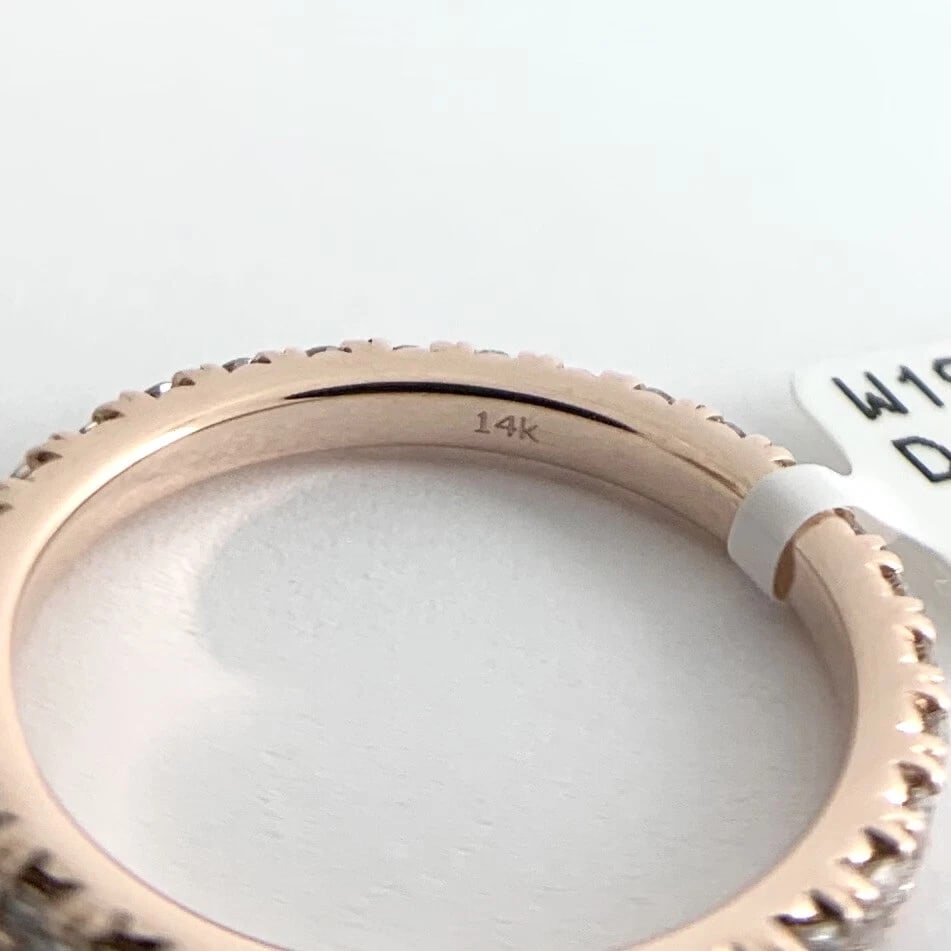 Thin Round Diamond Eternity Wedding Band Ring 14K Pink Rose Gold .65 CTW, Size 6 - 9