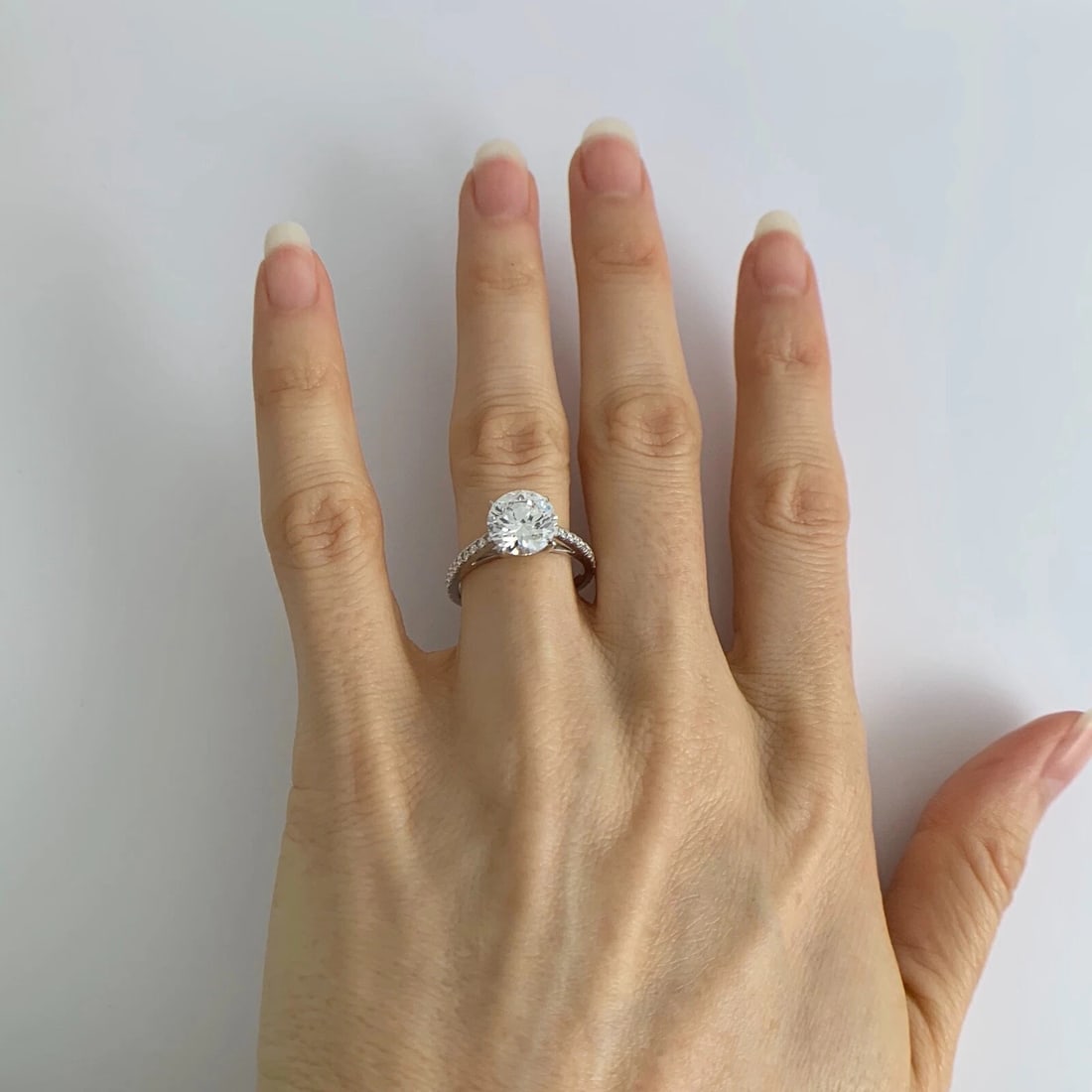 Thin Diamond Engagement Ring 4-Prong Setting Mounting 14K White Gold .30 CTW - 8