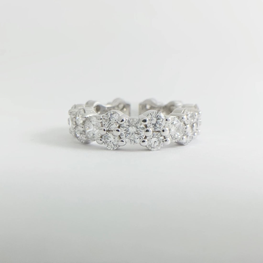 Cluster Round Diamond Eternity Wedding Band Ring 14K White Gold, 4.68 CTW - 8