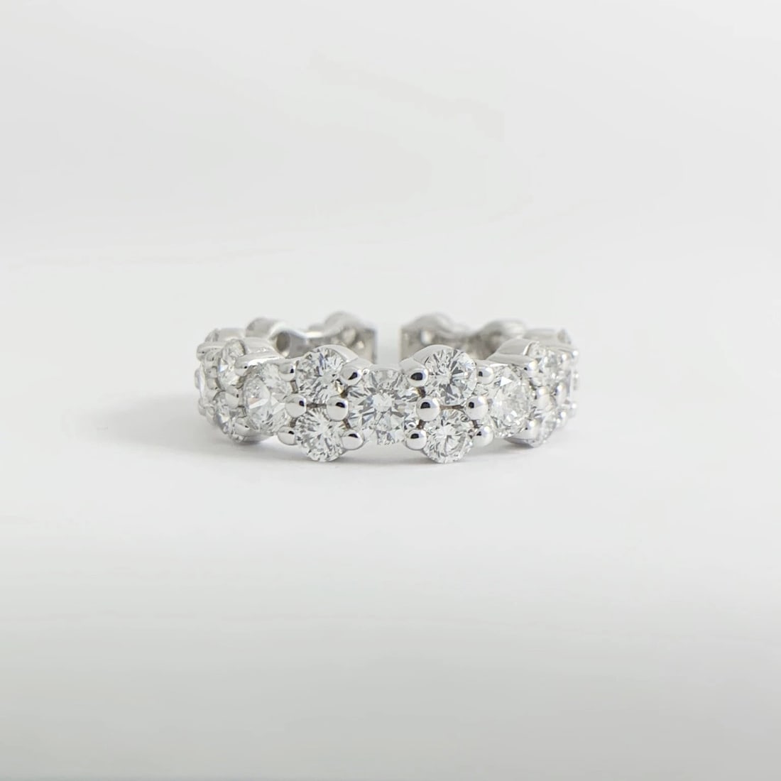 Cluster Round Diamond Eternity Wedding Band Ring 14K White Gold, 4.68 CTW - 9