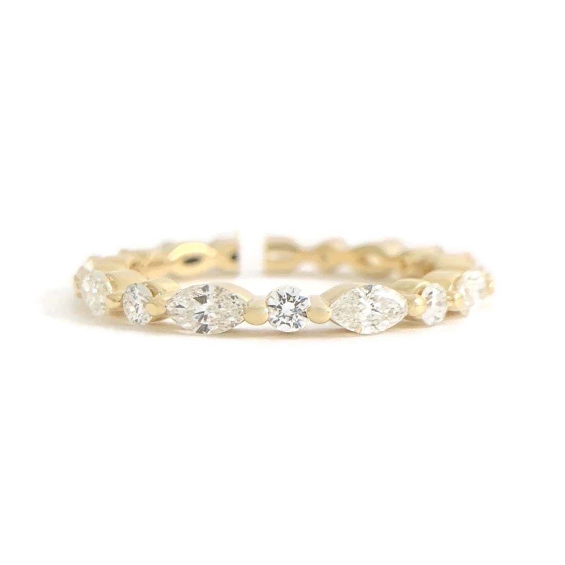 Marquise Round Diamond Eternity Wedding Band Ring 14K Yellow Gold Size 6 1.05 TW (1 of 7)