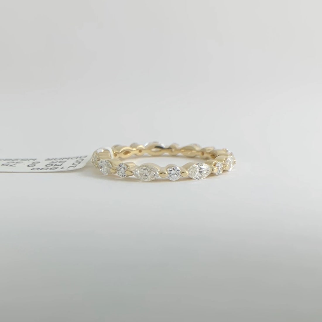 Marquise Round Diamond Eternity Wedding Band Ring 14K Yellow Gold Size 6 1.05 TW - 7
