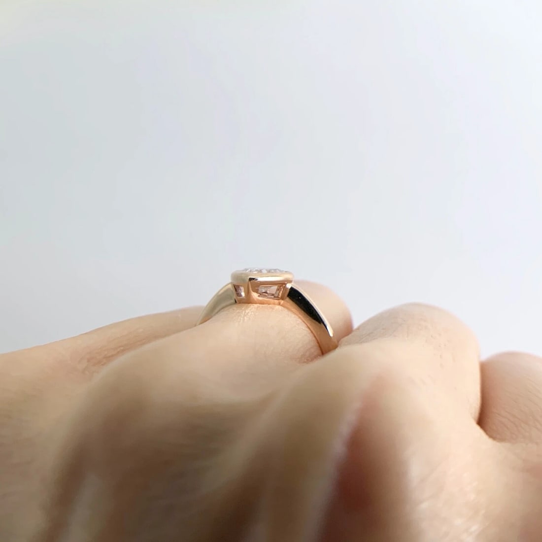 GIA Heart Bezel Solitaire Diamond Engagement Ring 14K Pink Rose Gold, .83 CT - 7