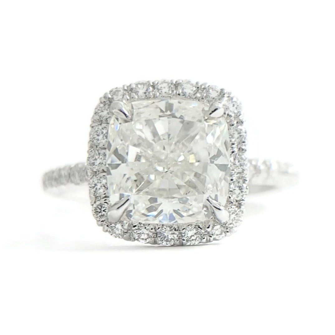 GIA Radiant Halo Diamond Engagement Ring Platinum 1.51 CTW - 2