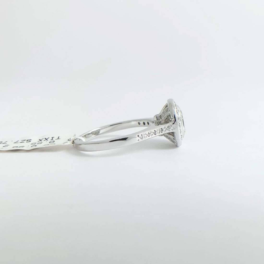 EGL Cushion Milgrain Bezel Halo Diamond Engagement Ring 14K White Gold 1.51 CTW - 9