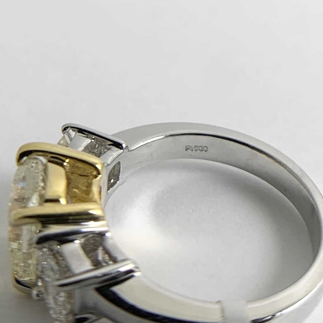 3-Stone Radiant Asscher Light Yellow Diamond Engagement Ring Platinum 2.88 CTW - 12