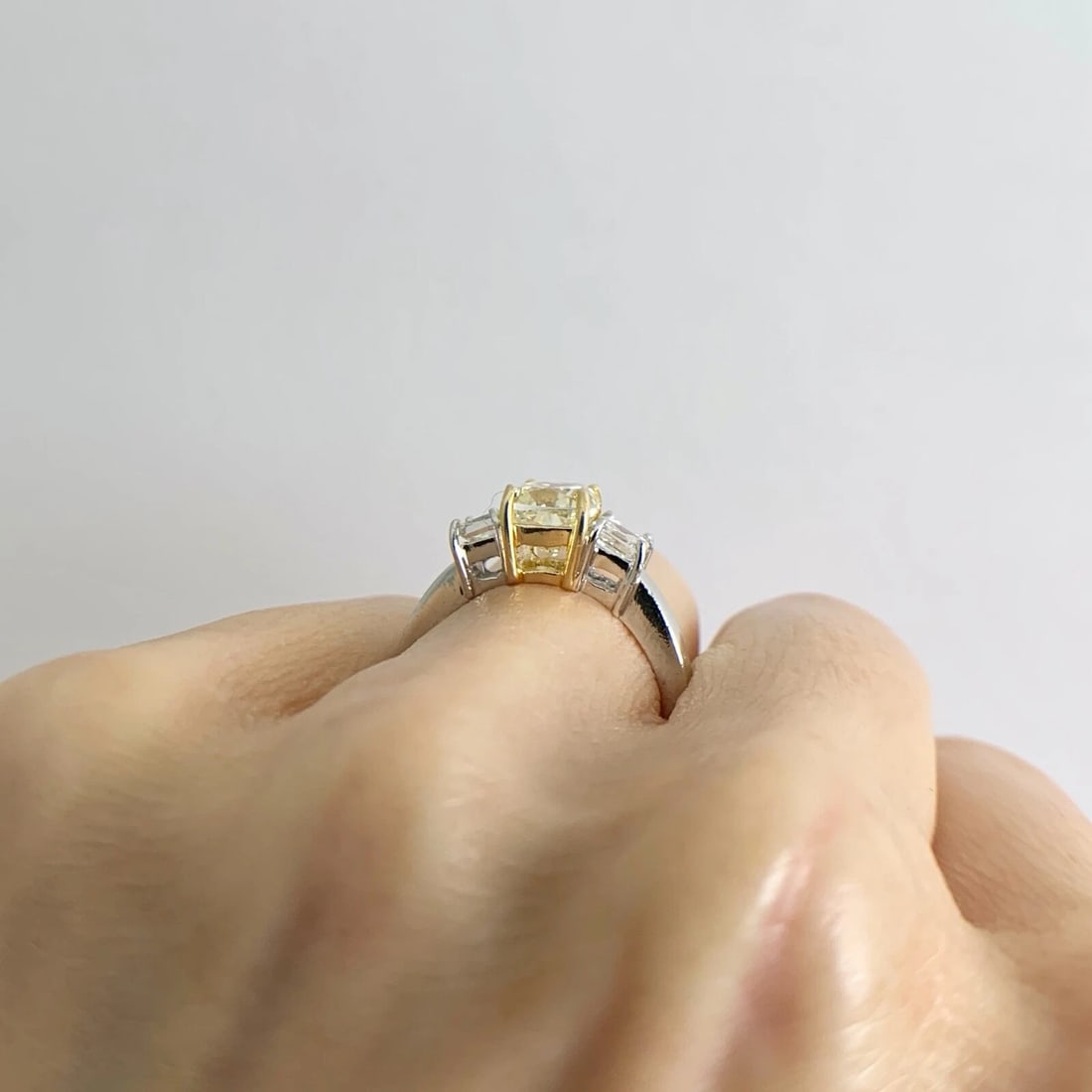 3-Stone Radiant Asscher Yellow Diamond Engagement Ring Platinum 2.36 CTW - 6