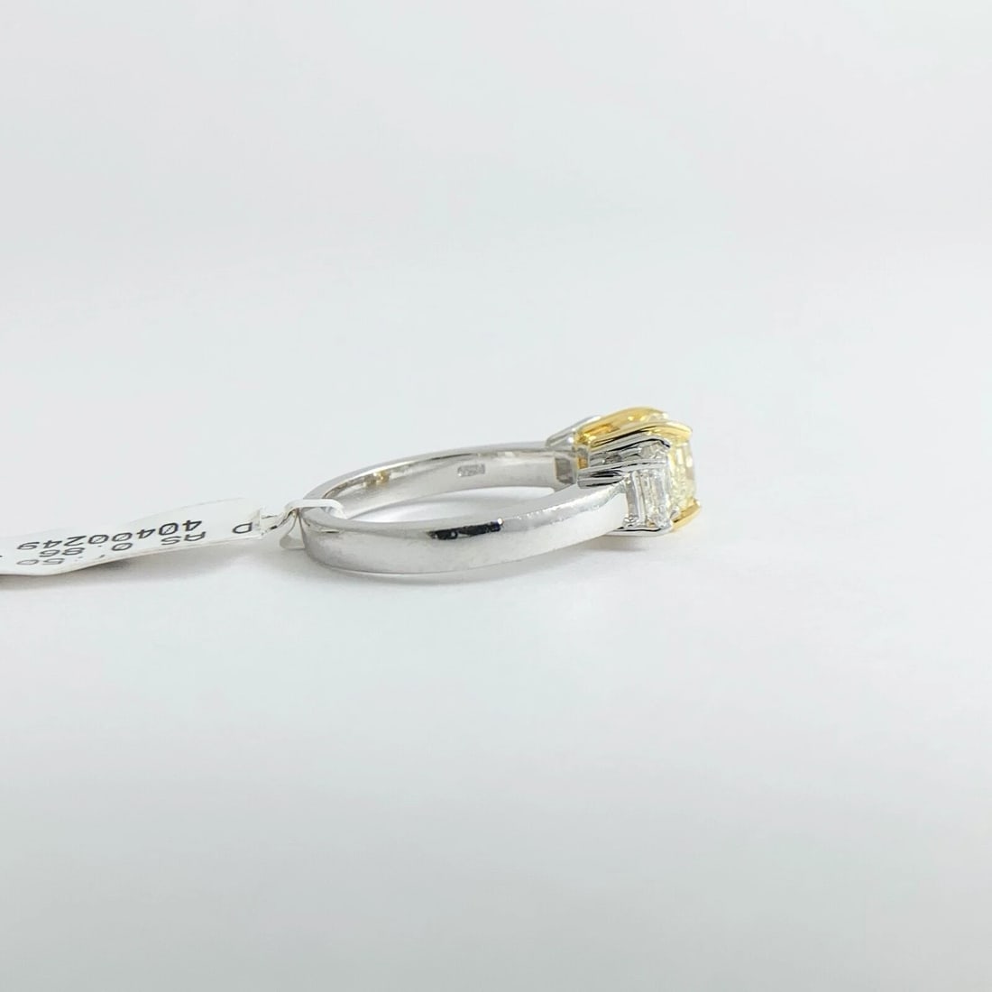 3-Stone Radiant Asscher Yellow Diamond Engagement Ring Platinum 2.36 CTW - 9