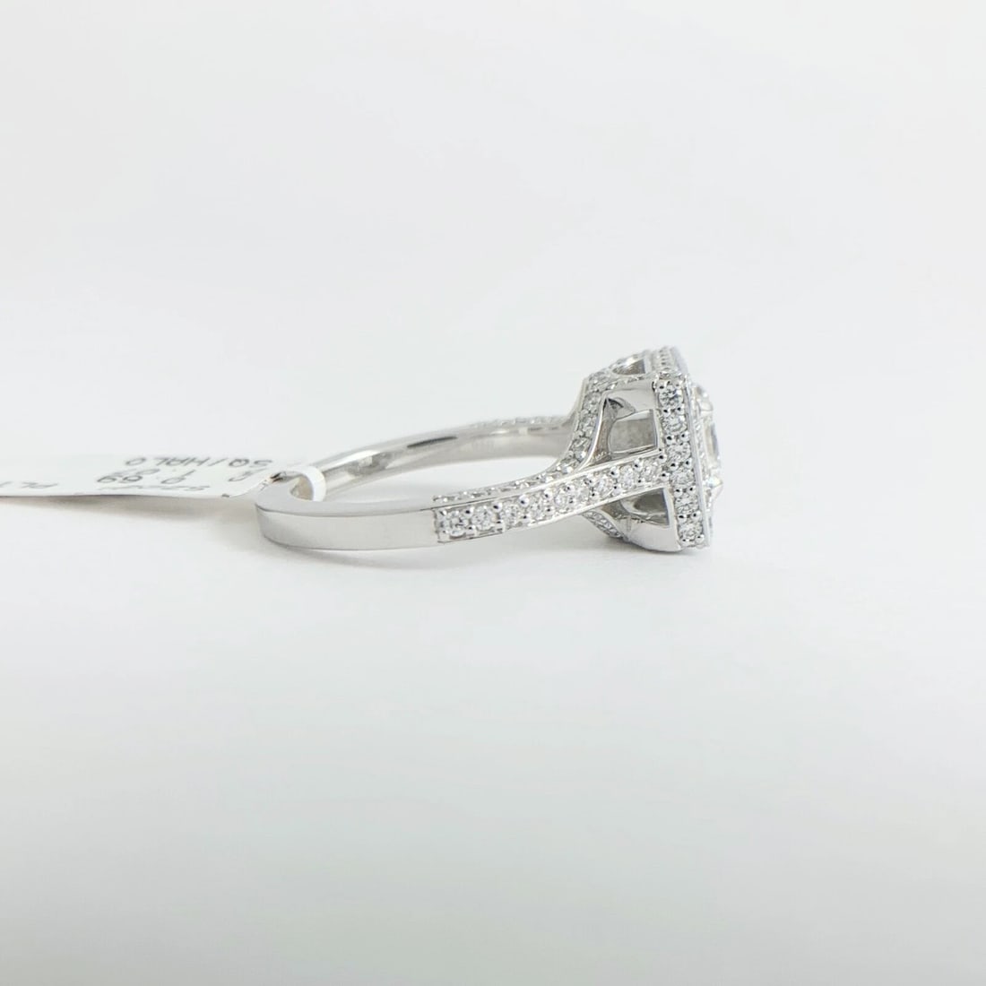 GIA Princess Square Halo Diamond Engagement Ring Platinum 1.76 CTW - 9