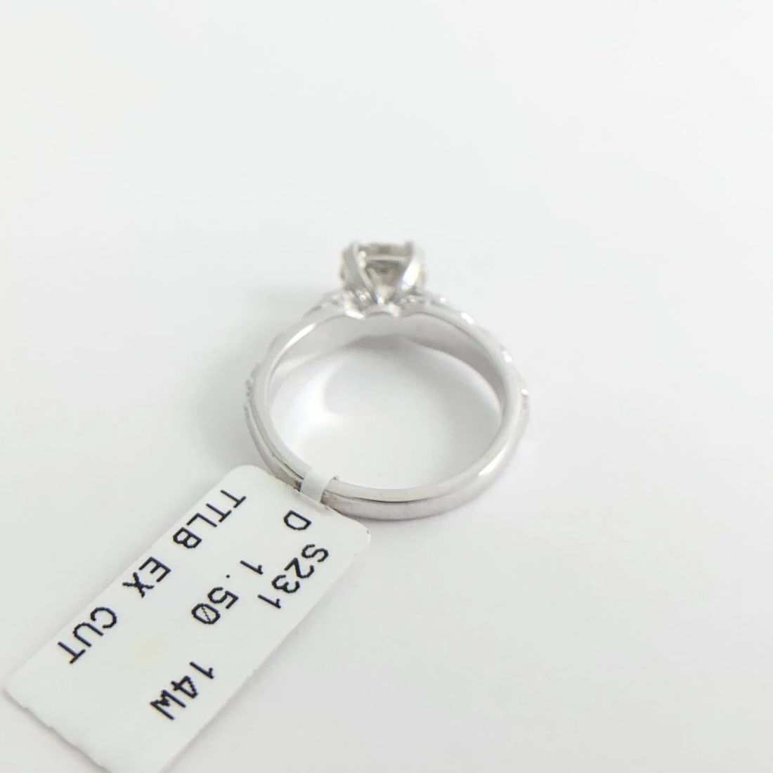 Textured Round Solitaire Diamond Engagement Ring 14K White Gold 1.50 CT - 9