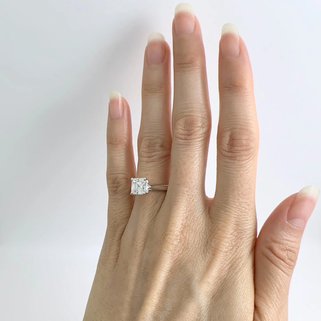 Asscher Solitaire Diamond Engagement Ring 14K White Gold 1.76 CT - 4