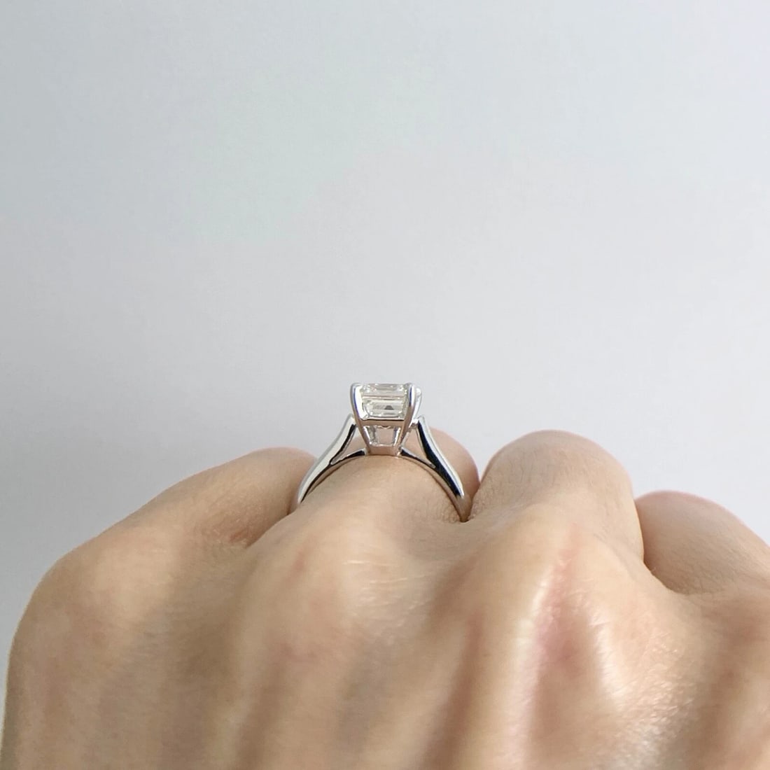 Asscher Solitaire Diamond Engagement Ring 14K White Gold 1.76 CT - 6