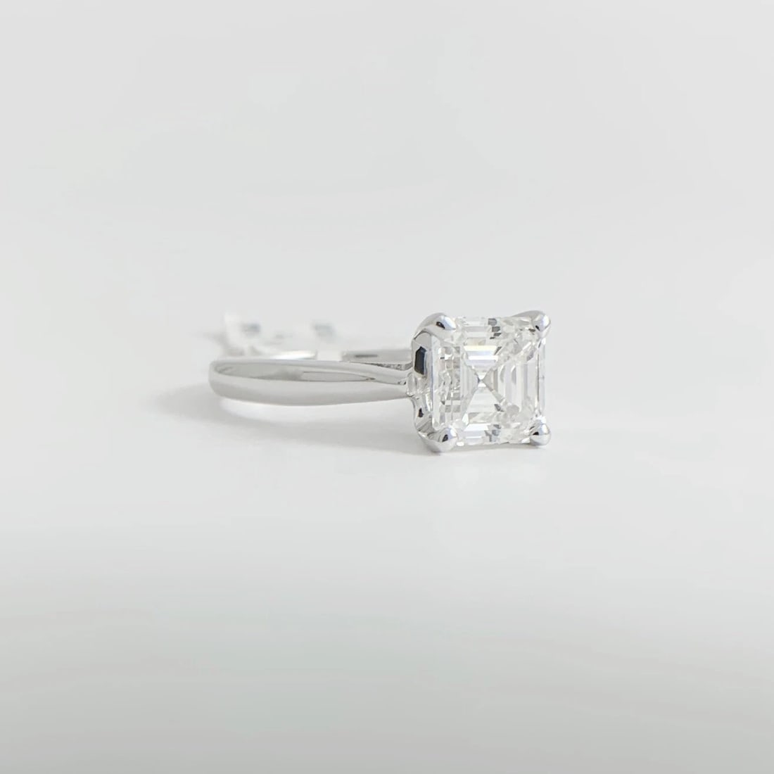 Asscher Solitaire Diamond Engagement Ring 14K White Gold 1.76 CT - 7