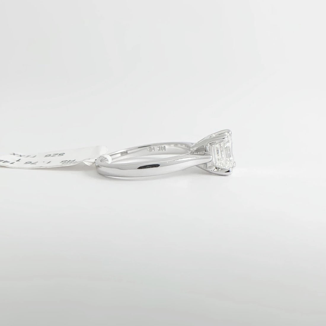 Asscher Solitaire Diamond Engagement Ring 14K White Gold 1.76 CT - 8
