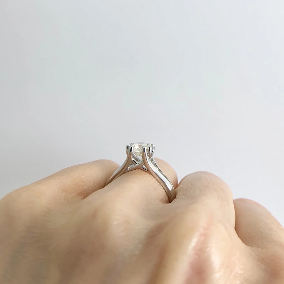 EGL Split Shank Round Solitaire Diamond Engagement Ring 14K White Gold 1.01 CT - 6