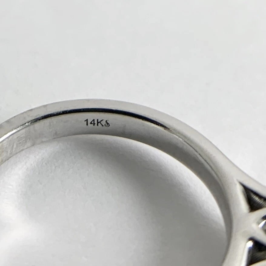 Round Half Bezel Solitaire Diamond Engagement Ring 14K White Gold .61 CT - 11