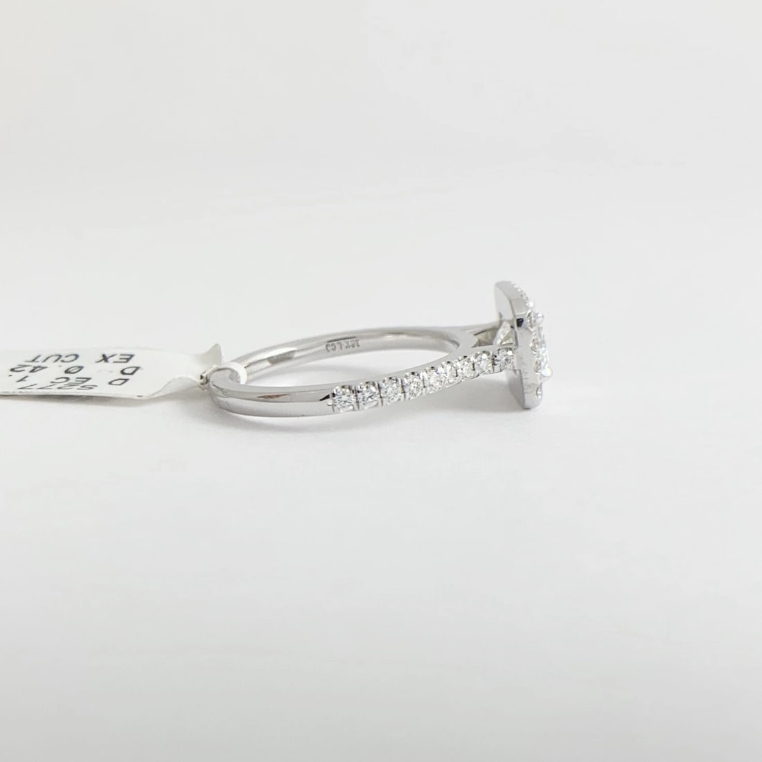 GIA Emerald Cut East West Halo Diamond Engagement Ring 18K White Gold 1.53 CTW - 8