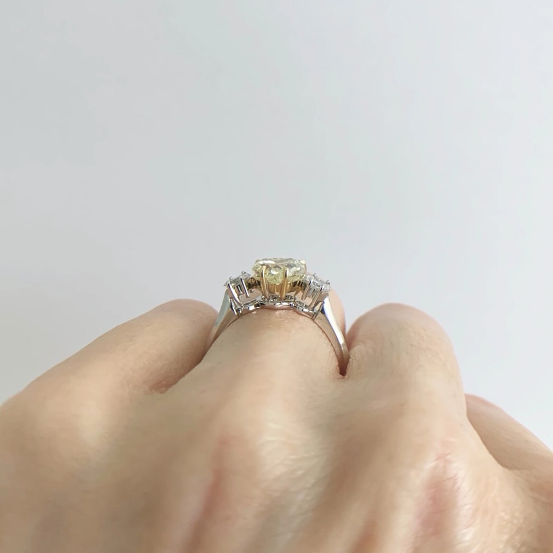 GIA 3-Stone Yellow Heart Diamond Engagement Ring 18K White Gold 1.91 CTW - 6