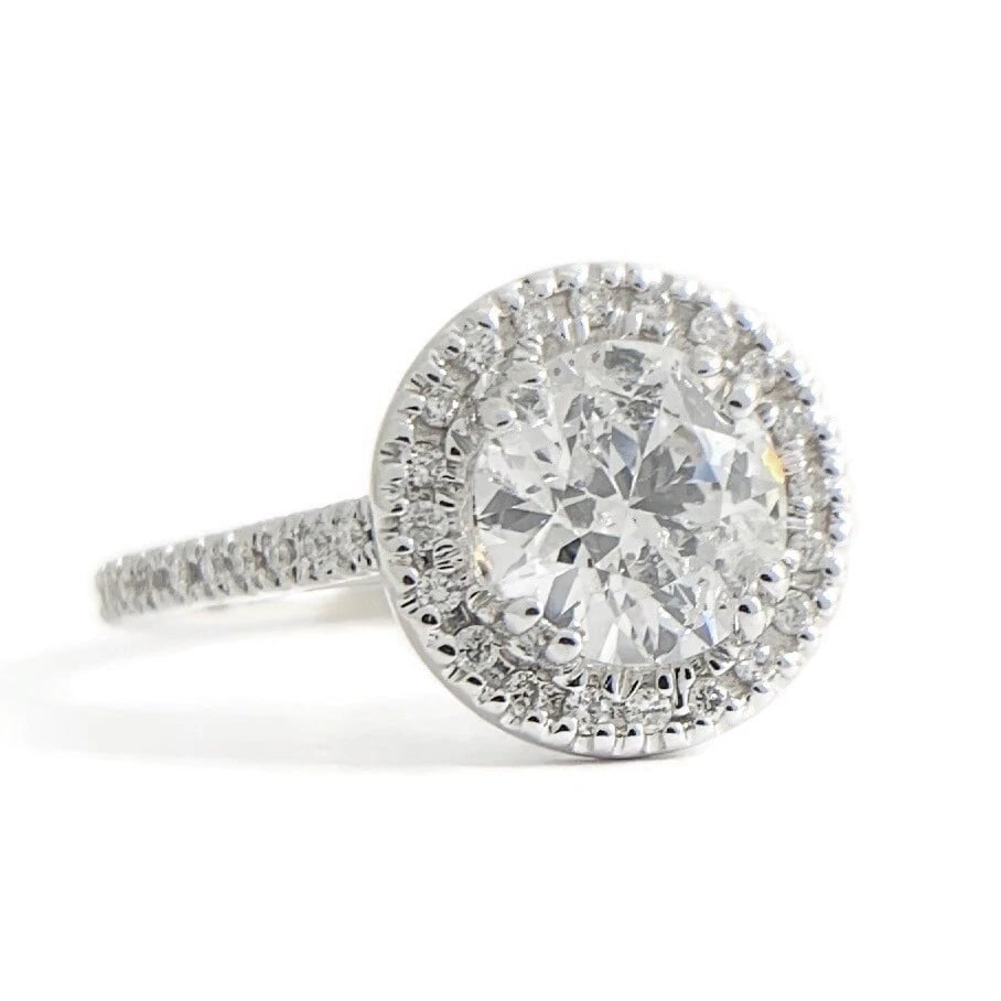 Round Diamond Halo Cathedral Eternity Engagement Ring 14K White Gold 1.40 CTW (1 of 10)