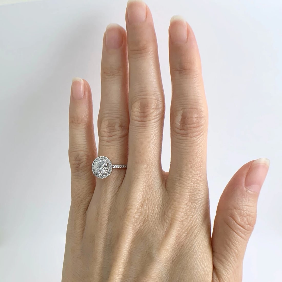 Round Diamond Halo Cathedral Eternity Engagement Ring 14K White Gold 1.40 CTW - 4