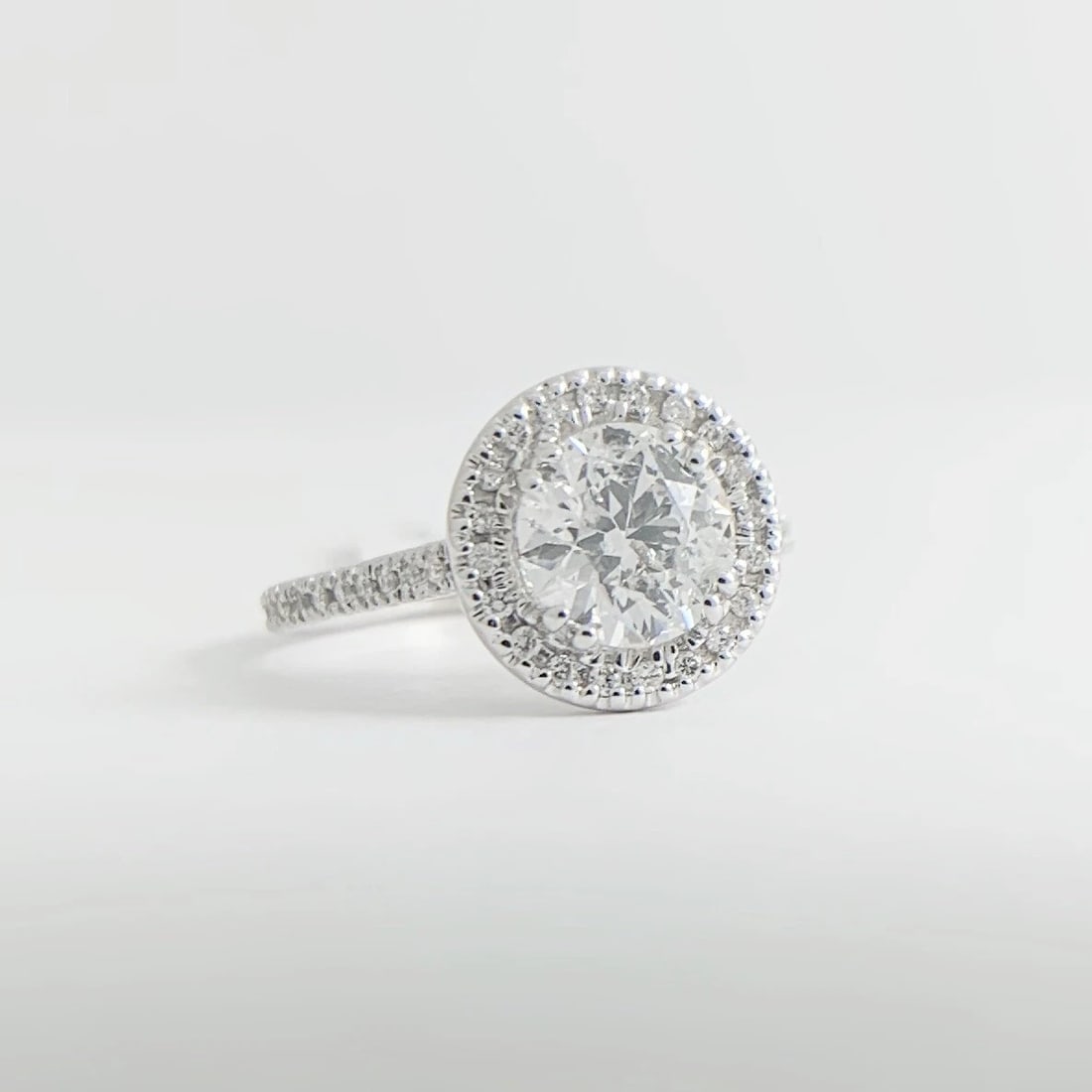 Round Diamond Halo Cathedral Eternity Engagement Ring 14K White Gold 1.40 CTW - 8