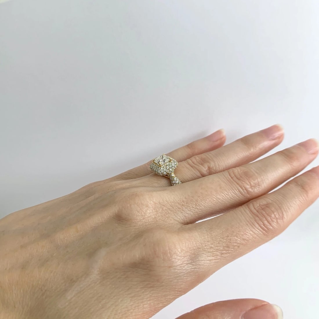 Princess Diamond Pave Halo Engagement Ring 18K Yellow Gold 2.41 CTW - 5