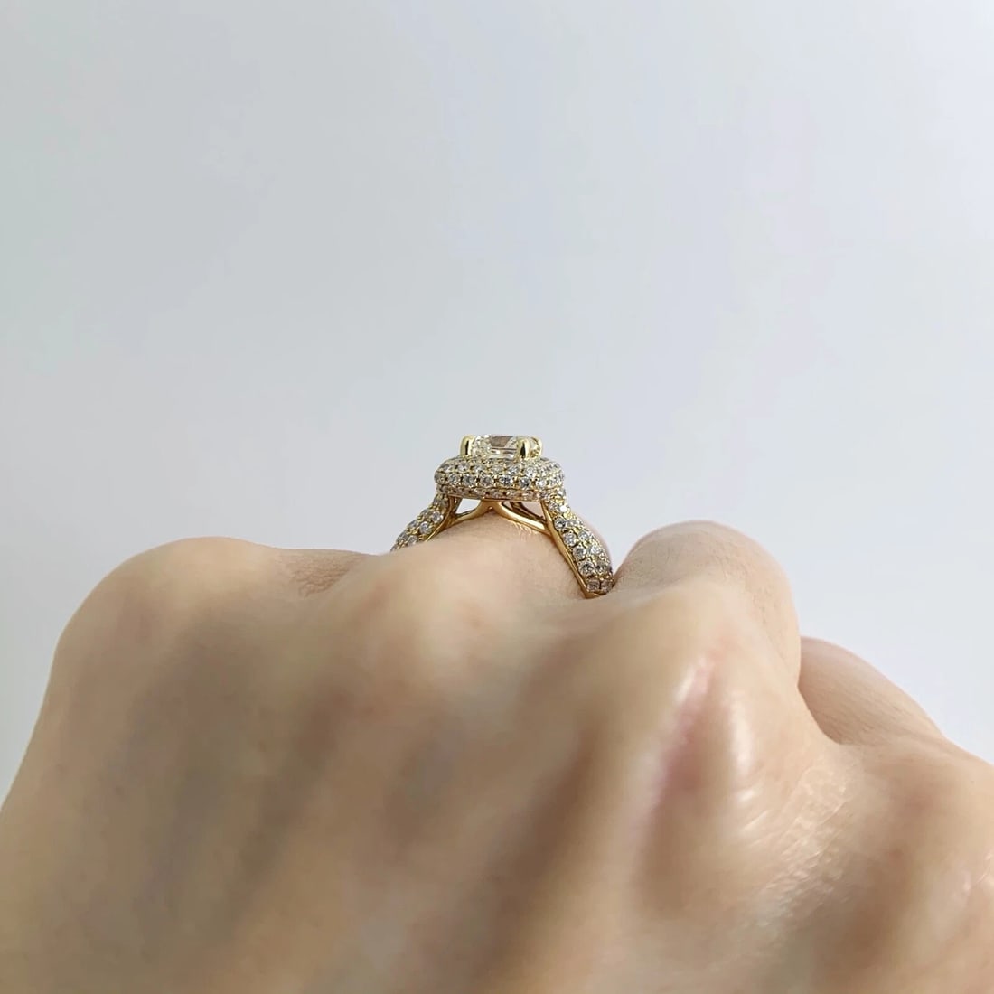 Princess Diamond Pave Halo Engagement Ring 18K Yellow Gold 2.41 CTW - 6