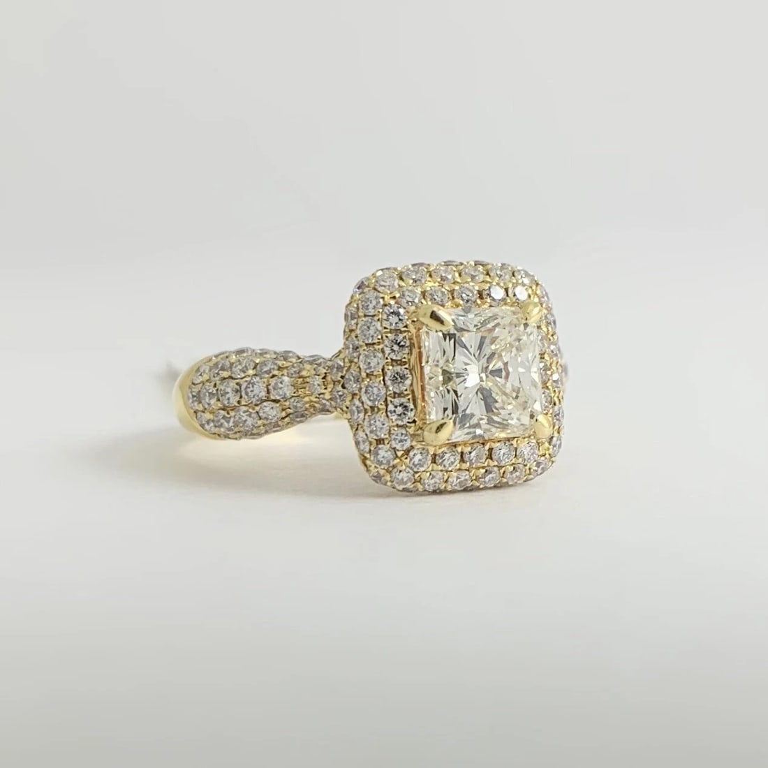 Princess Diamond Pave Halo Engagement Ring 18K Yellow Gold 2.41 CTW - 7