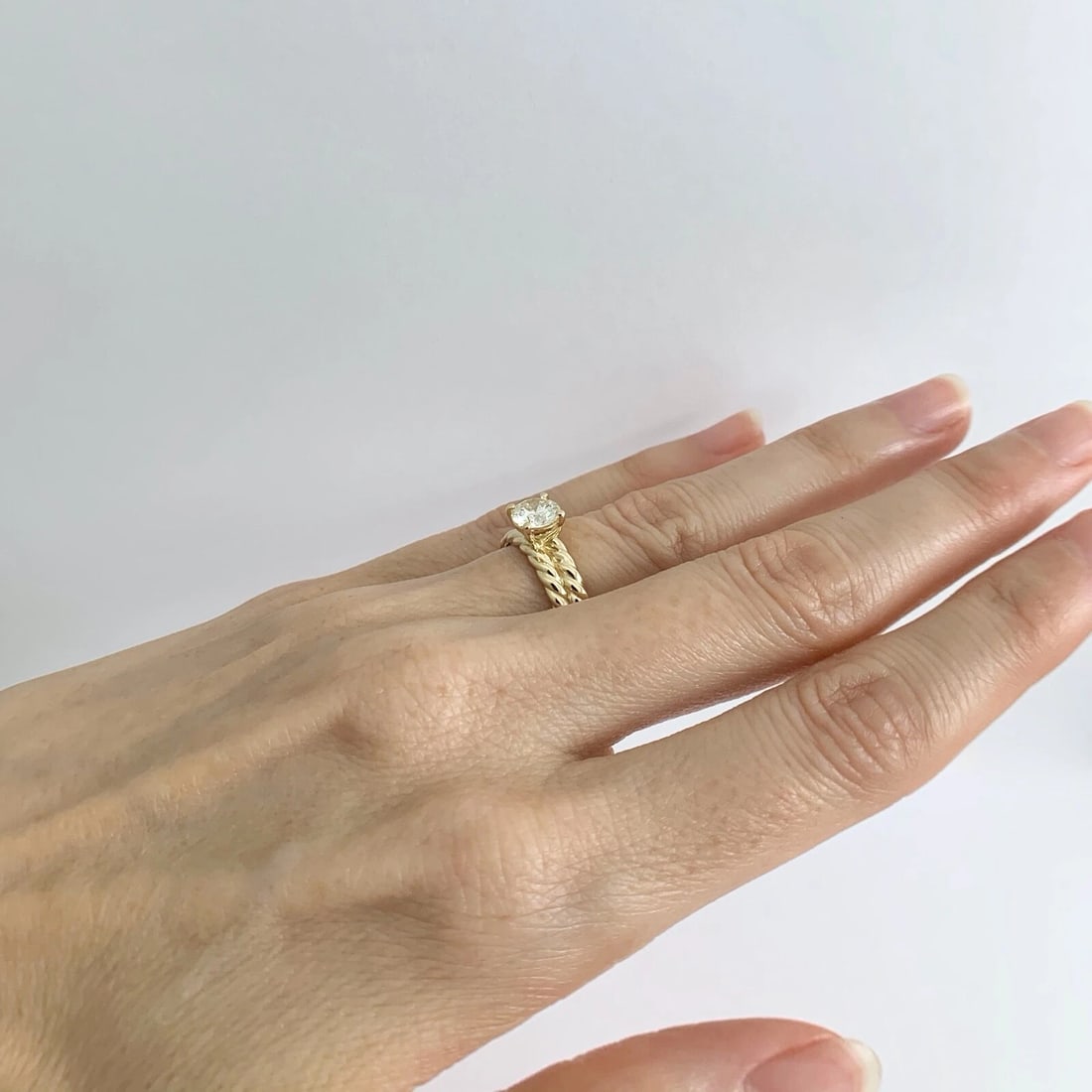 Round Diamond Double Rope Solitaire Engagement Ring 14K Yellow Gold .80 CT - 6