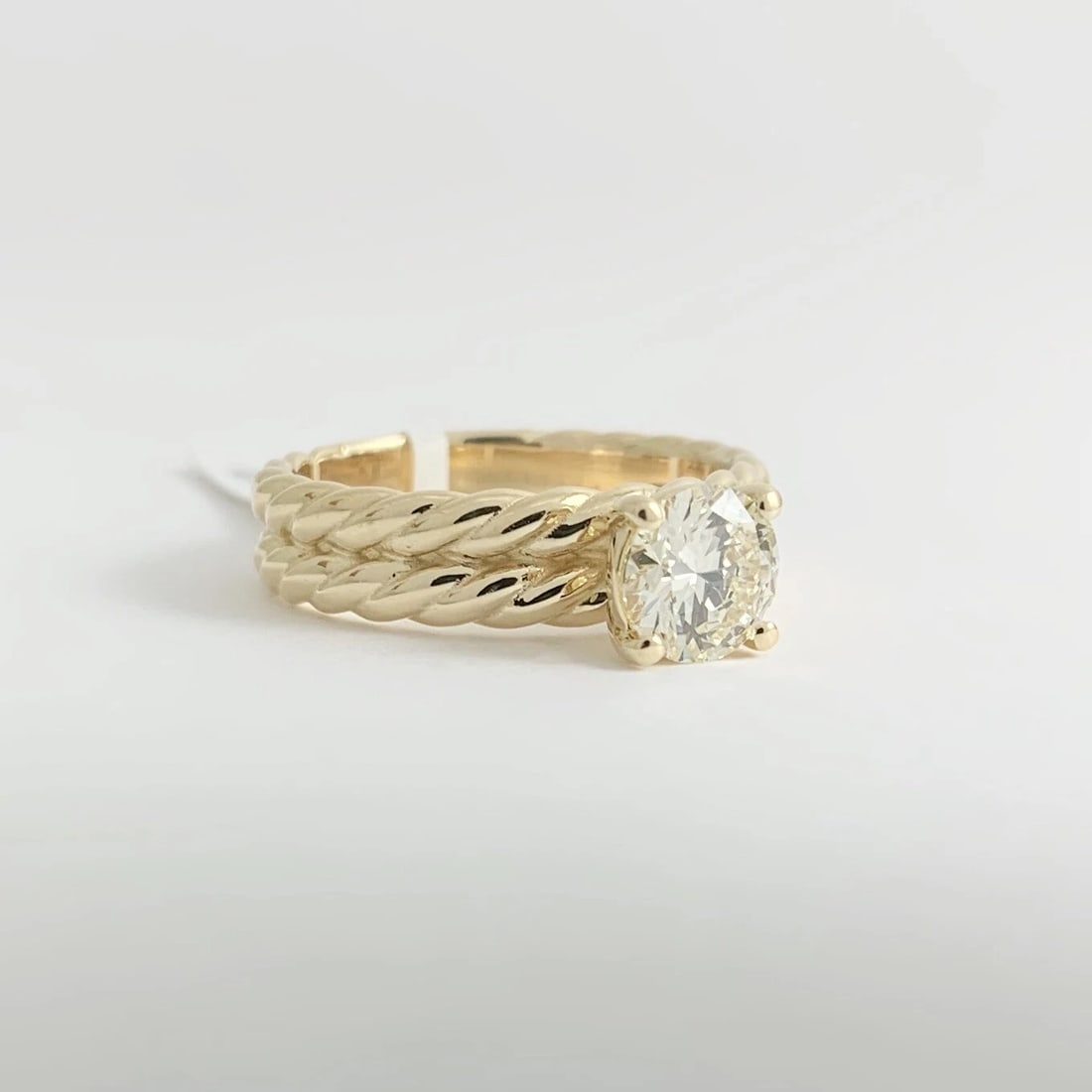 Round Diamond Double Rope Solitaire Engagement Ring 14K Yellow Gold .80 CT - 9