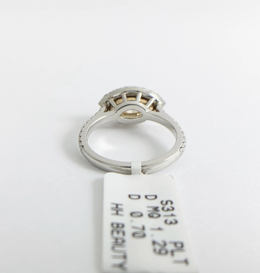 GIA Fancy Yellow Marquise Diamond Halo Engagement Ring Platinum 1.99 CTW - 12