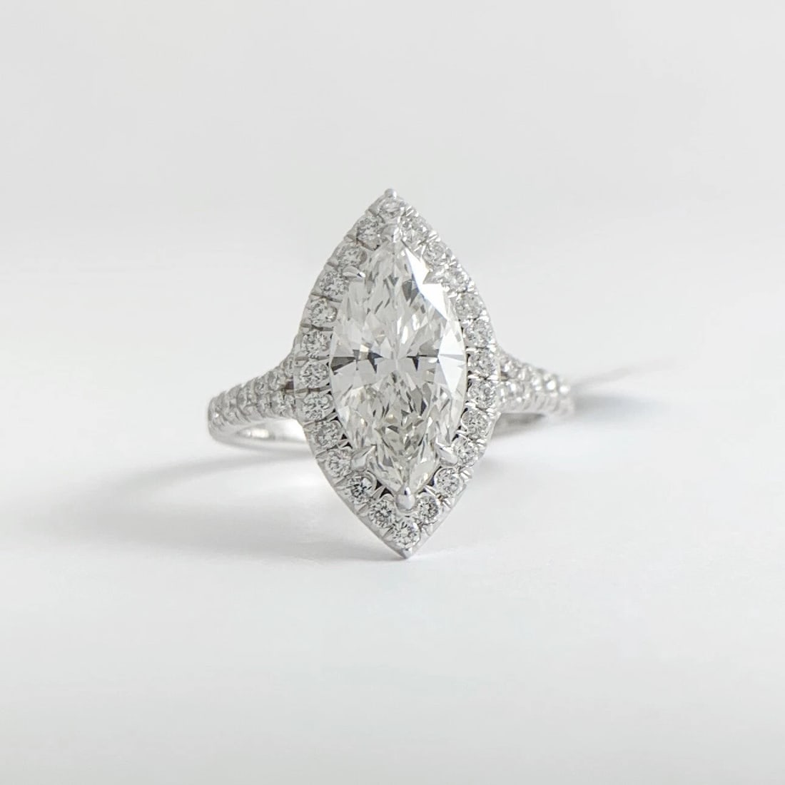Marquise Halo Diamond Engagement Ring EGL Certified 14K White Gold, 1.95 CTW - 7