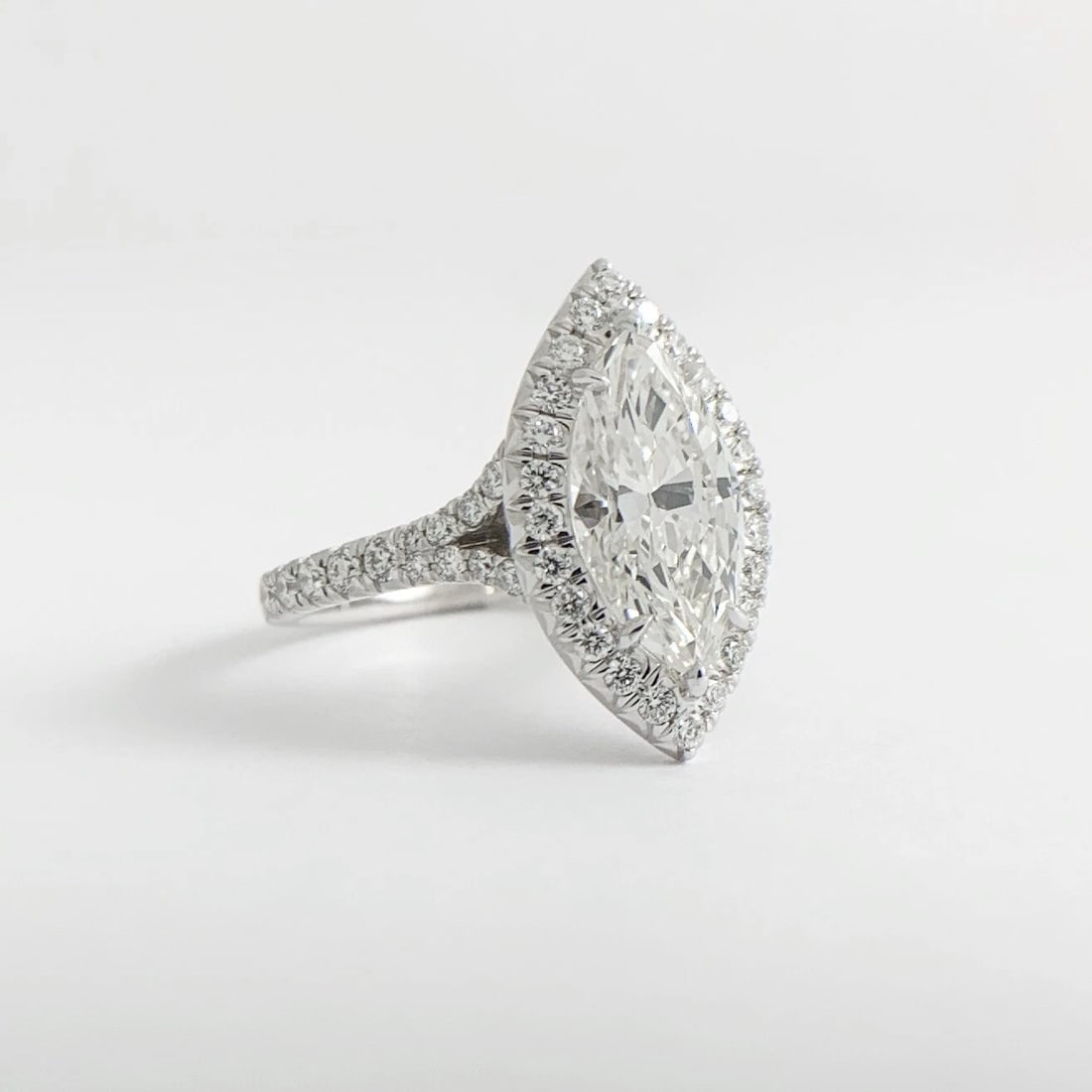 Marquise Halo Diamond Engagement Ring EGL Certified 14K White Gold, 1.95 CTW - 8