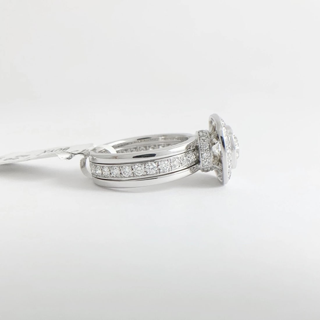 Cushion Diamond Bezel Halo Eternity Engagement Ring 18K White Gold, 3.30 CTW - 9