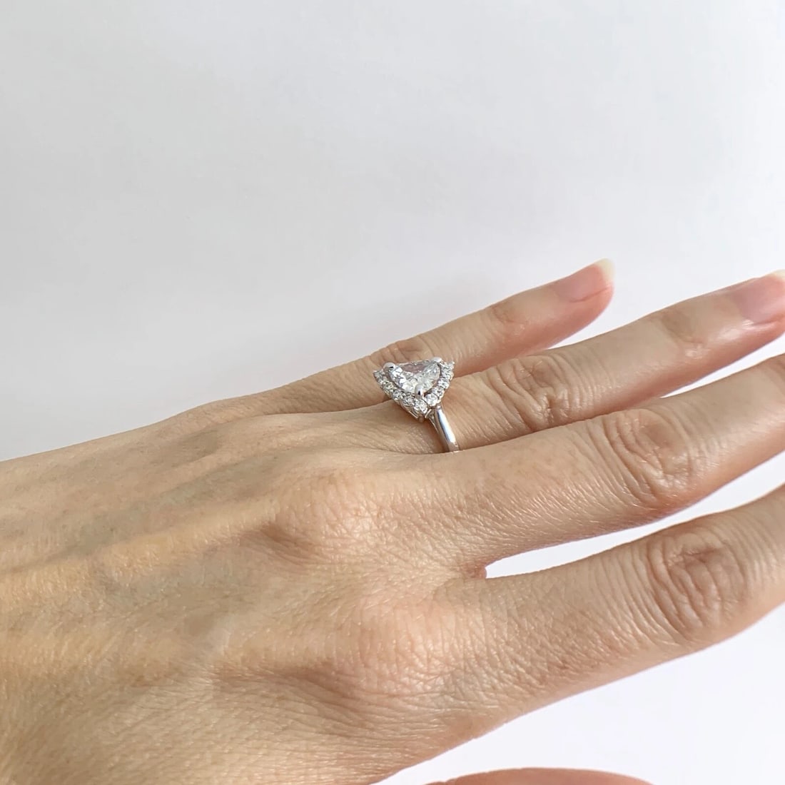 Trillion Triangle Halo Diamond Engagement Ring Certified 14K White Gold 1.73 CTW - 5