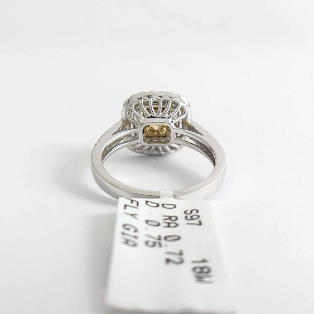 Yellow Radiant Diamond Double Halo Engagement Ring 18K White Gold 1.47 CTW - 9