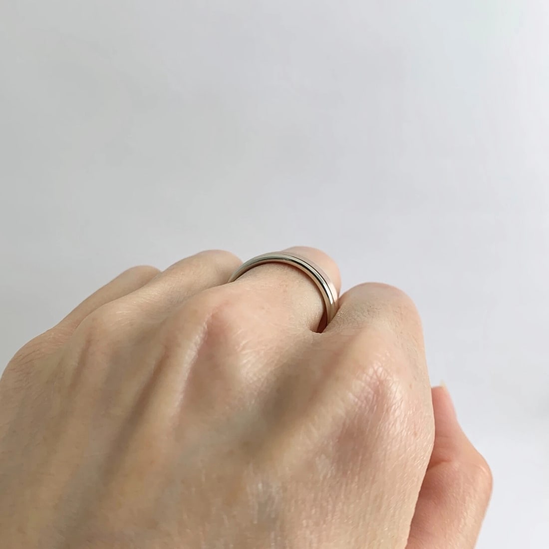 Men's Two-Tone Wedding Band Ring 14K Pink Rose White Gold, Size 9.25, 8.55 Grams - 6