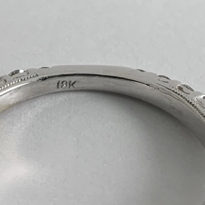 Milgrain Diamond Engagement Ring Setting Mounting 18K White Gold, 4.18 Grams - 11