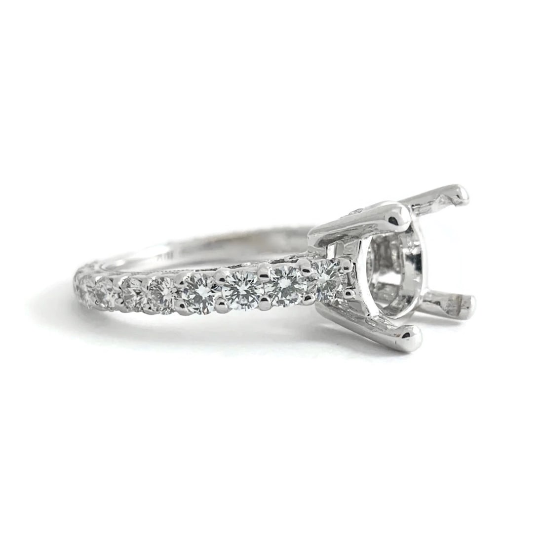 Milgrain Diamond Engagement Ring Setting Mounting 18K White Gold, 4.18 Grams (1 of 11)