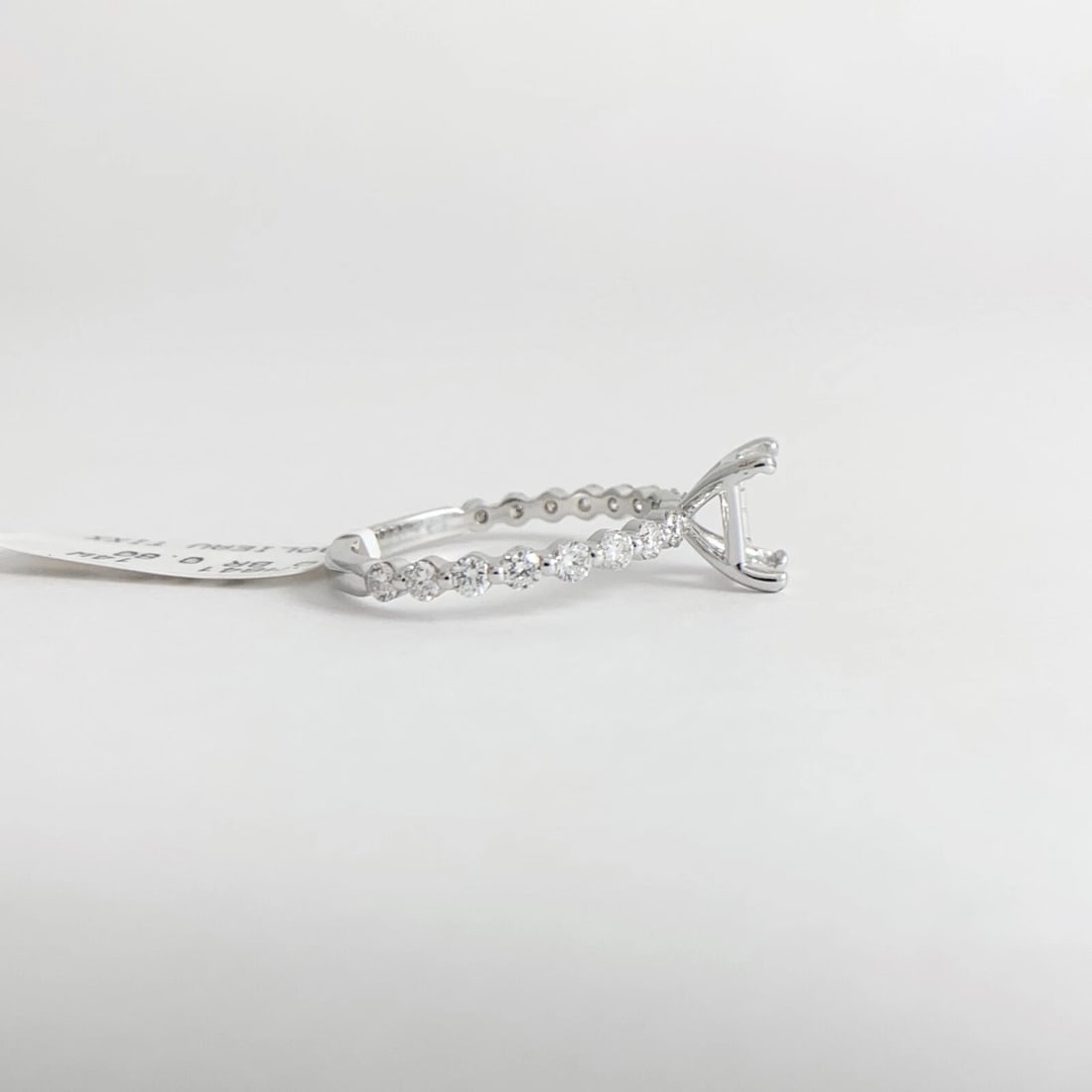 Rectangle Bead Set Diamond Engagement Ring Setting Mounting 14K White Gold - 11