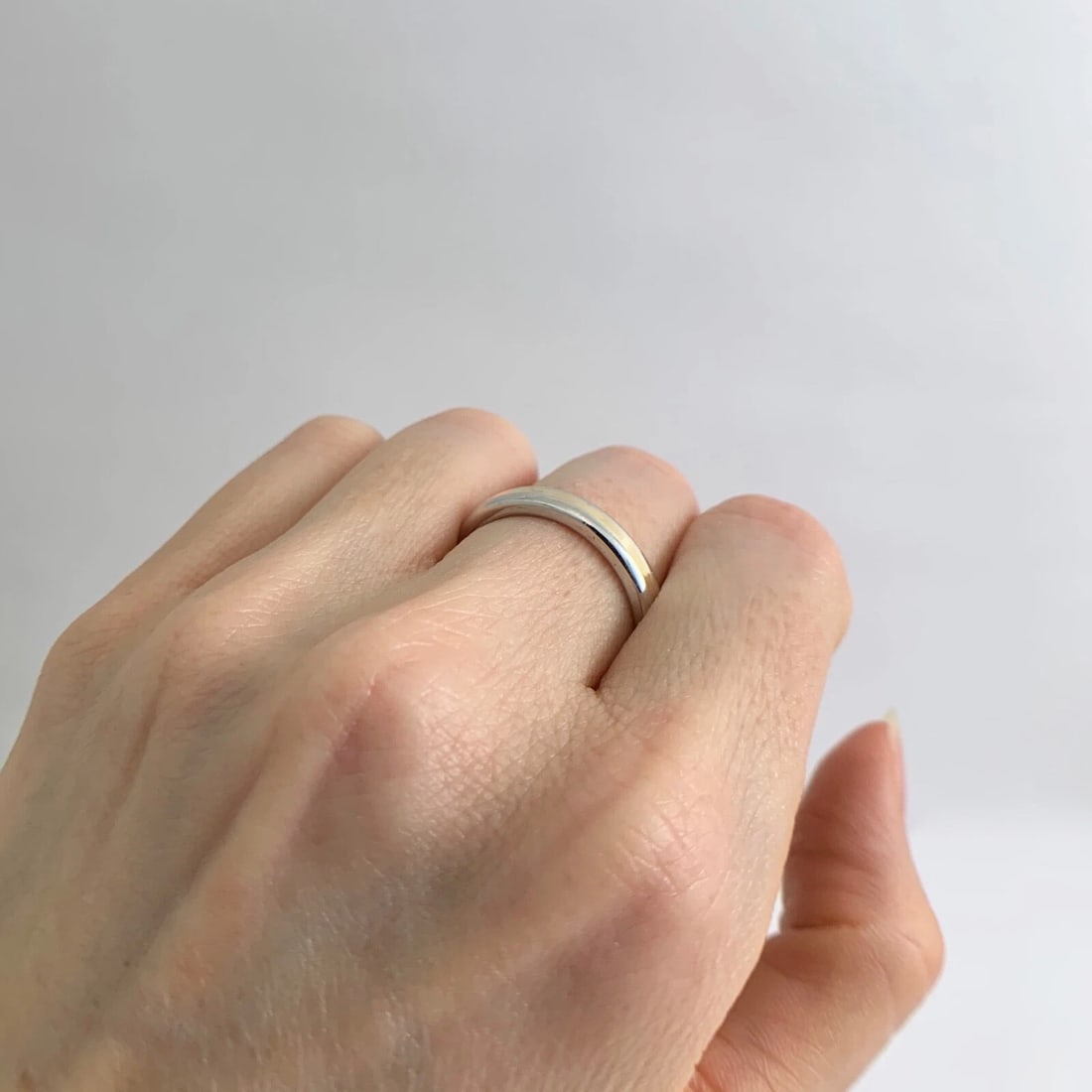 Men's Plain Two-Tone Wedding Band Ring Platinum 18K Yellow Gold, 3.5 mm, 9.63 Gr - 7