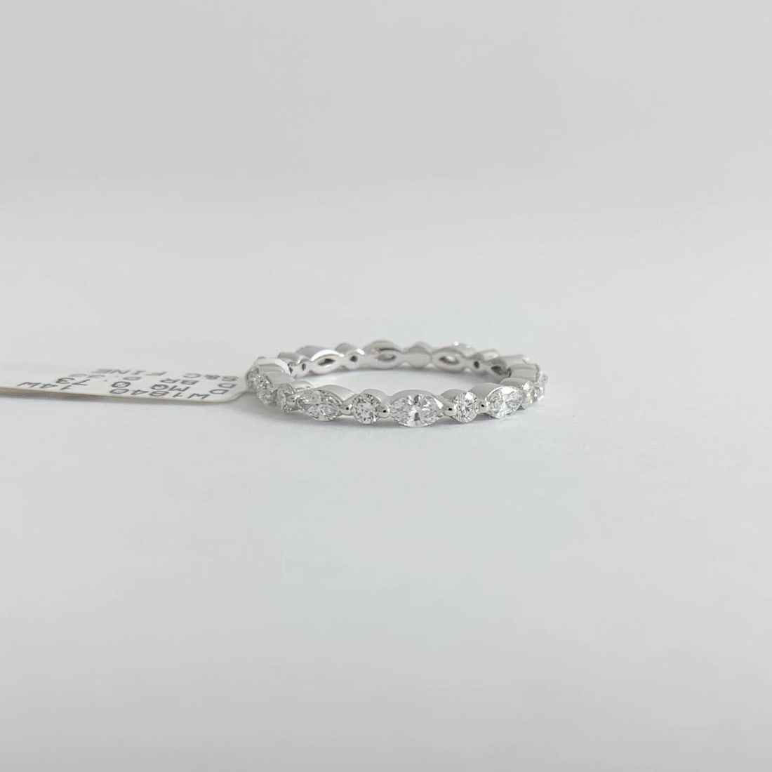 Marquise Round Diamond Eternity Wedding Band Ring 14K White Gold, 1.06 CTW - 8