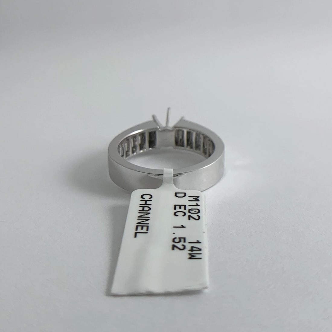 Emerald Cut Channel-Set Diamond Engagement Ring Setting Mounting 14K White Gold - 11