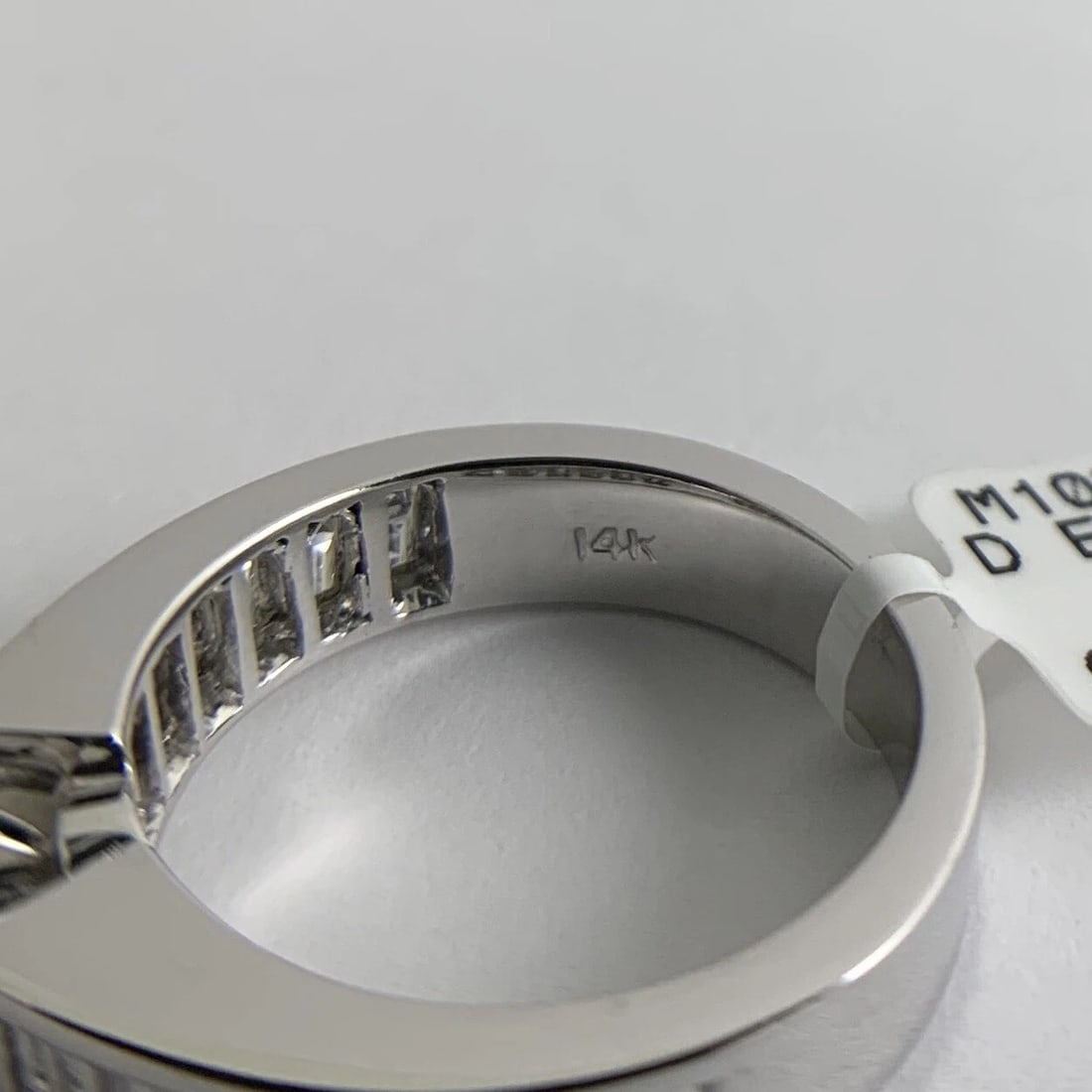 Emerald Cut Channel-Set Diamond Engagement Ring Setting Mounting 14K White Gold - 12