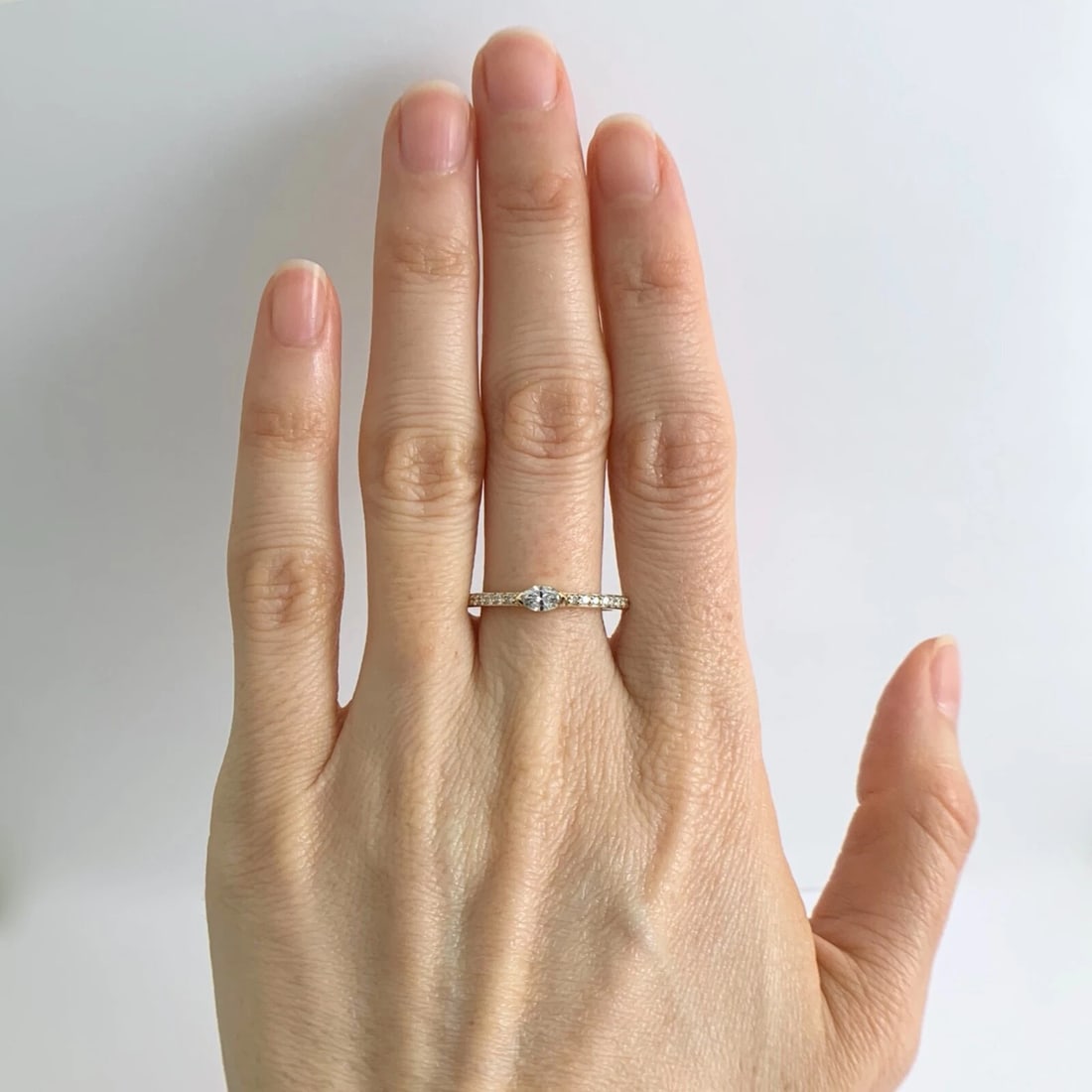 Marquise Diamond Statement Wedding Band Ring 14K Yellow Gold, .40 CTW, 2.31 Gram - 3