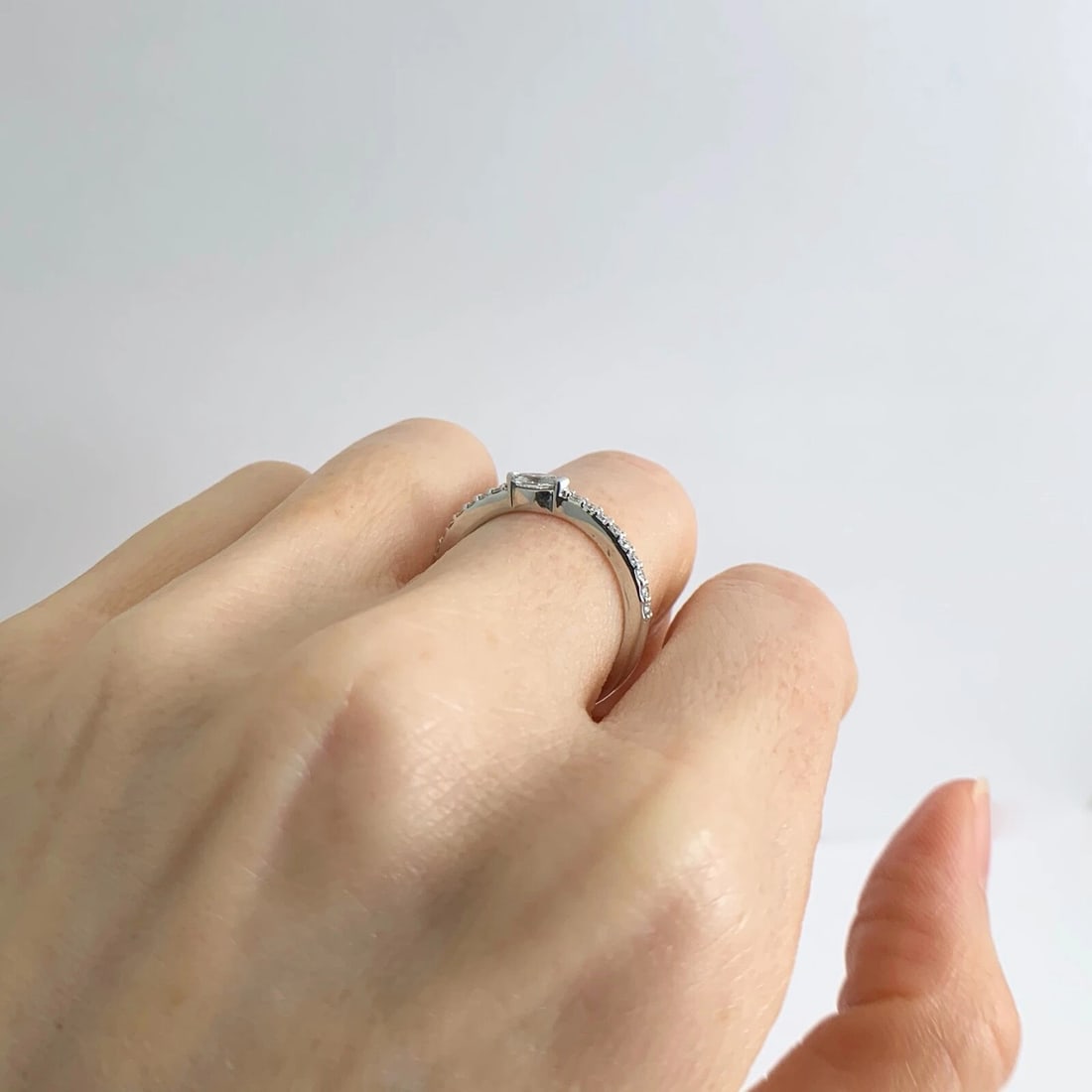 Marquise Diamond Statement Wedding Band Ring 14K White Gold, .40 CTW, 2.26 Grams - 6