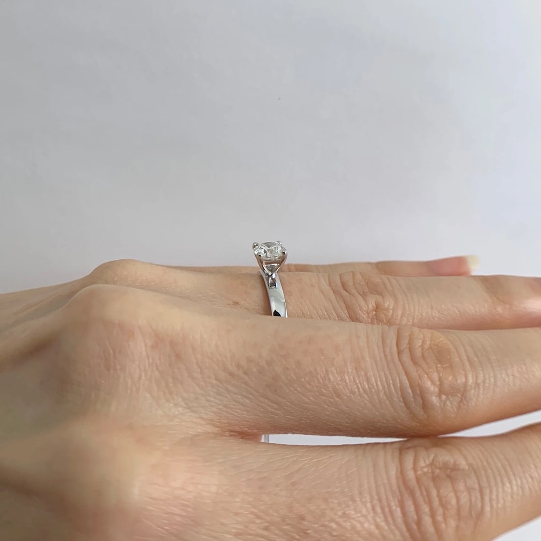 Round Solitaire Diamond Engagement Ring 18K White Gold, .71 CT, 4.15 Grams - 5