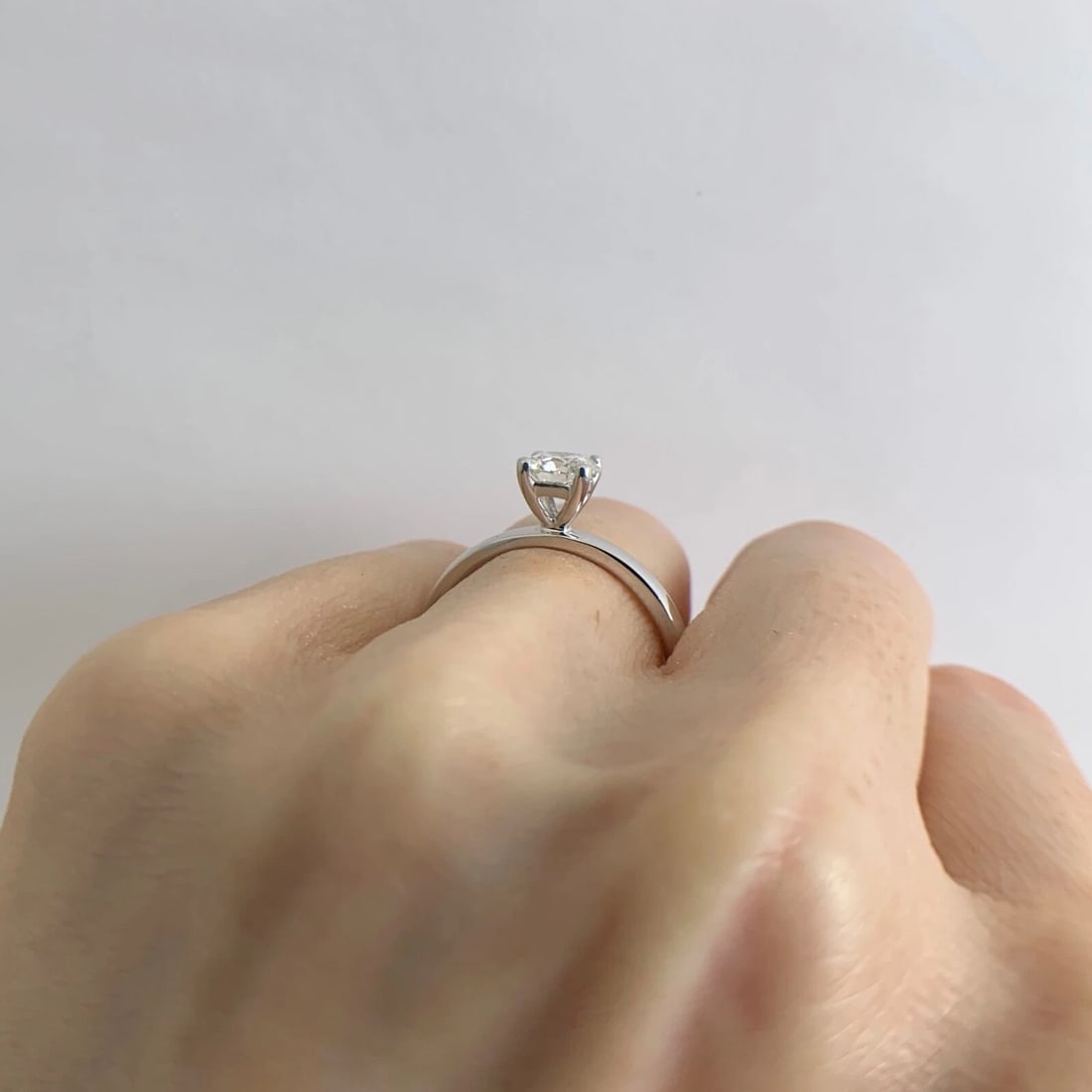 Round Solitaire Diamond Engagement Ring 18K White Gold, .71 CT, 4.15 Grams - 6