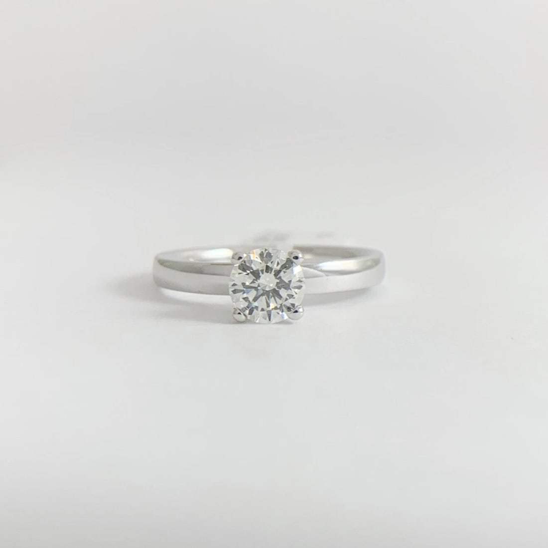 Round Solitaire Diamond Engagement Ring 18K White Gold, .71 CT, 4.15 Grams - 8