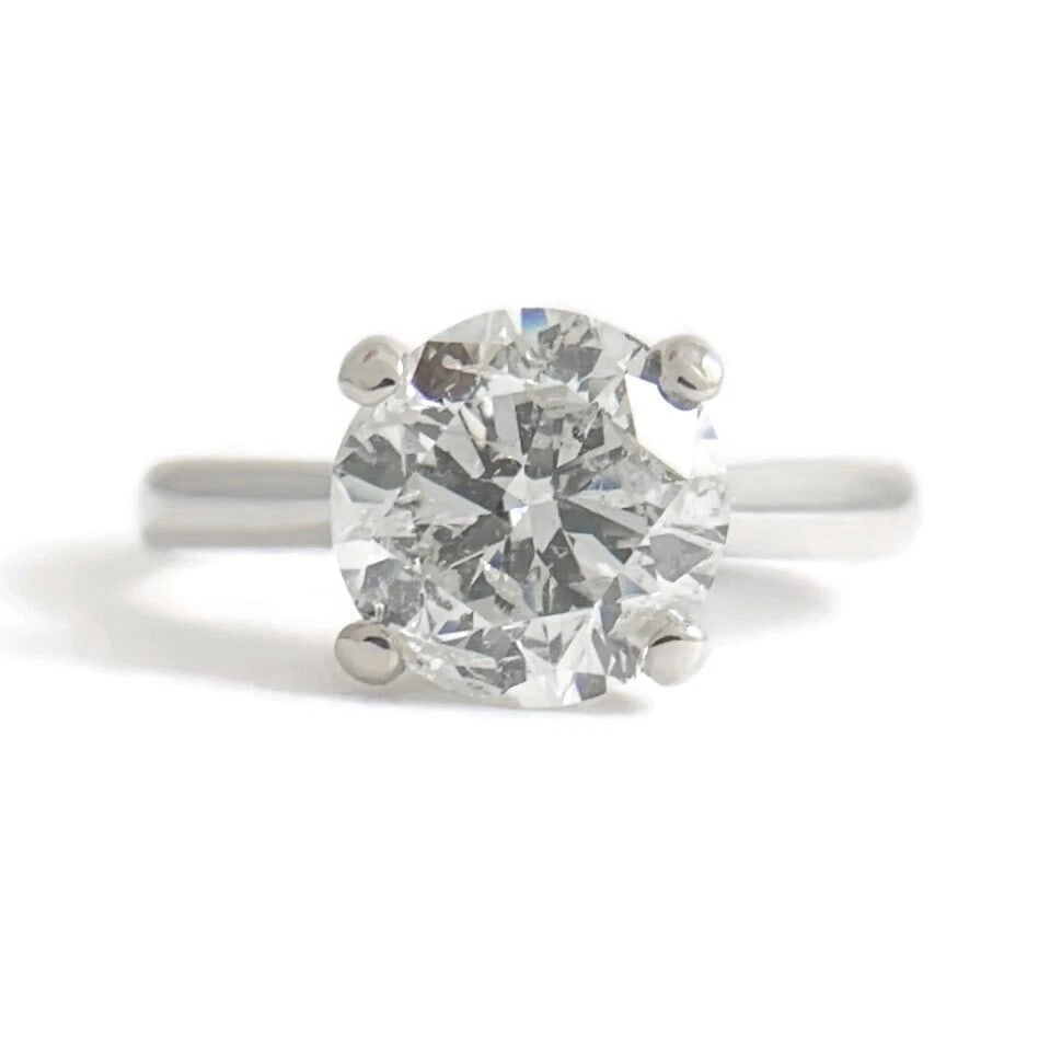 Round Solitaire Diamond Engagement Ring 14K White Gold, 2.01 CT, 3.06 Grams - 2